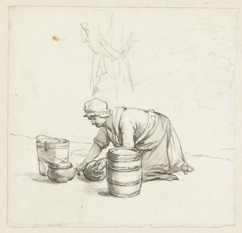 Poetsende vrouw Wall Art by Pieter Bartholomeusz. Barbiers - High-Resolution Digital Print