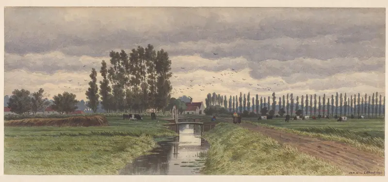 Polderlandschap met sloot en vee Wall Art by Unknown - High-Resolution Digital Print
