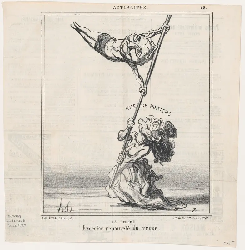 Pole-vault: An exercise taken from the circus, from 'News of the day,' published in Le Charivari, March 9, 1870 Wall Art by Honoré Daumier - High-Resolution Digital Print