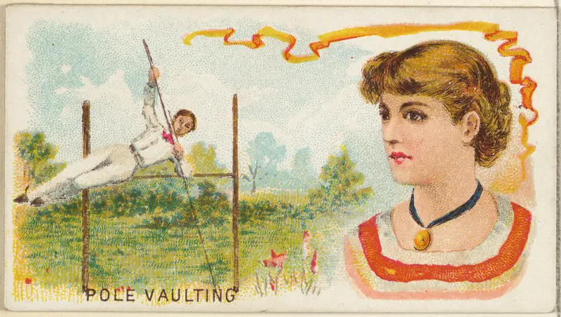 Pole Vaulting, from the Games and Sports series (N165) for Old Judge Cigarettes Wall Art by Goodwin & Company - High-Resolution Digital Print