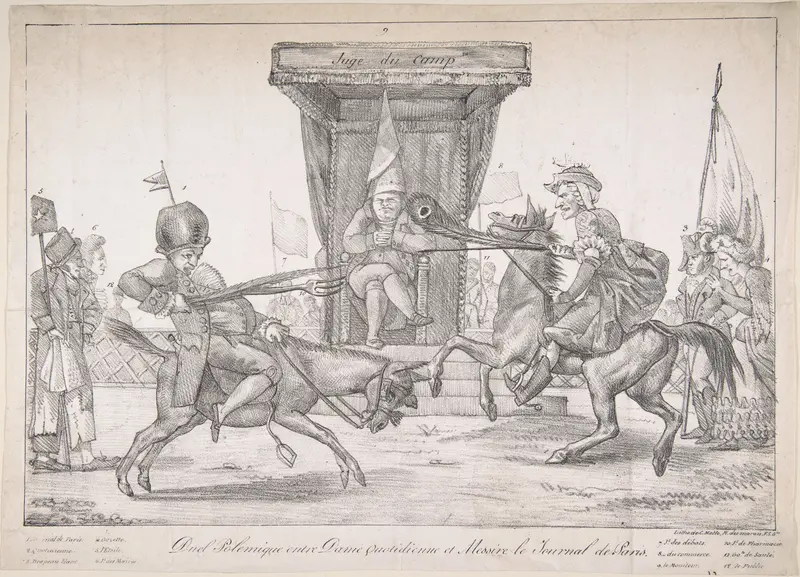Polemical Duel between Lady Quotidienne and Sir Journal de Paris Wall Art by Eugène Delacroix - High-Resolution Digital Print