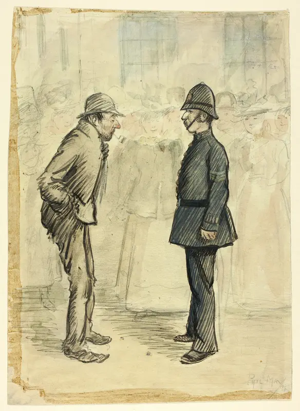 Policeman and Tramp Wall Art by Philip William May - High-Resolution Digital Print