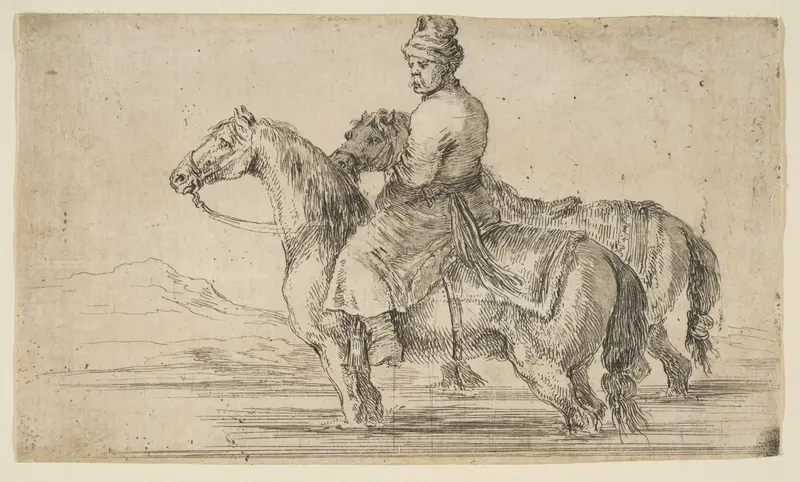 Polish Groom Bathing Horses Wall Art by Stefano della Bella - High-Resolution Digital Print