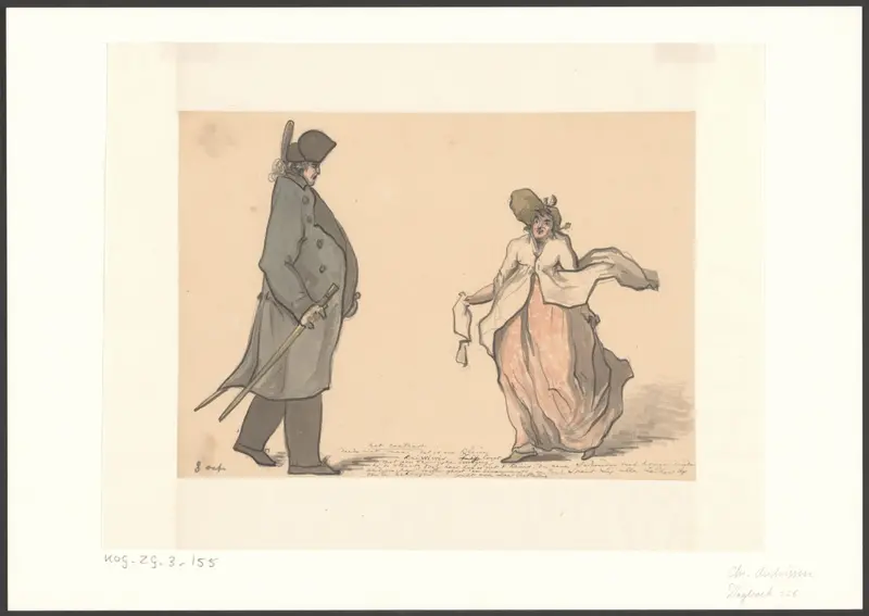 Politieagent en een vrouw die hem probeert te verleiden Wall Art by Christiaan Andriessen - High-Resolution Digital Print