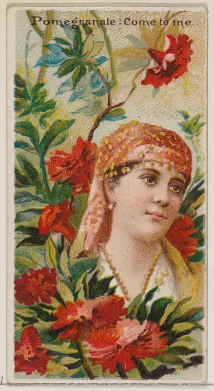 Pomegranate: Come to Me, from the series Floral Beauties and Language of Flowers (N75) for Duke brand cigarettes Wall Art by American Tobacco Company - High-Resolution Digital Print