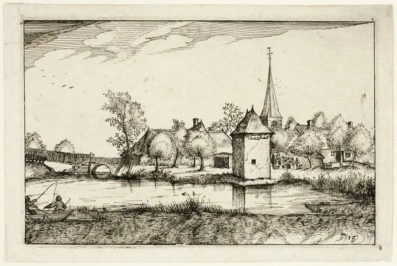 Pond and a Village, plate fifteen after Pictures of Farms, Country Houses and Rustic Villages (Praediorum villarum et rusticarum casularum icones)