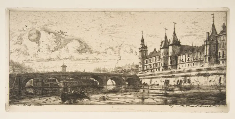 Pont-au-Change, Paris, from "Etchings of Paris" Wall Art by Charles Meryon - High-Resolution Digital Print