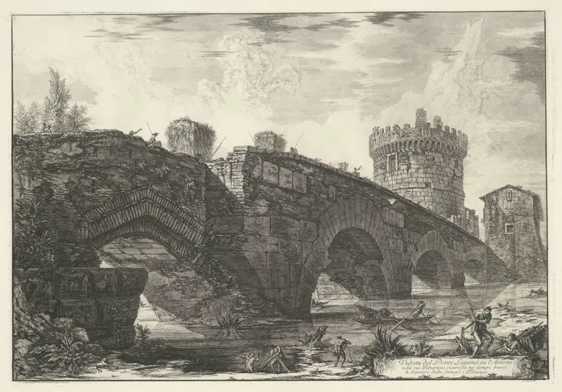 Ponte Lucano met de Tombe van Plautius Lucanus Wall Art by Unknown - High-Resolution Digital Print