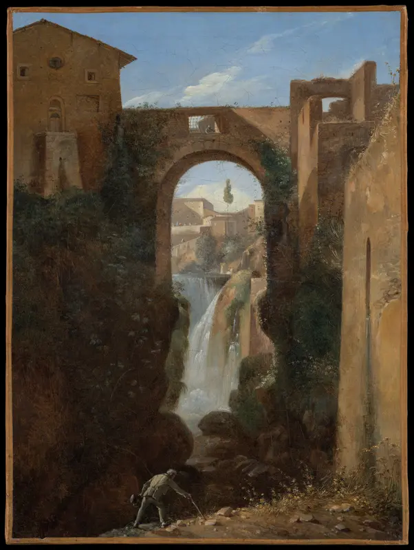 Ponte San Rocco and Waterfalls, Tivoli Wall Art by François Marius Granet - High-Resolution Digital Print