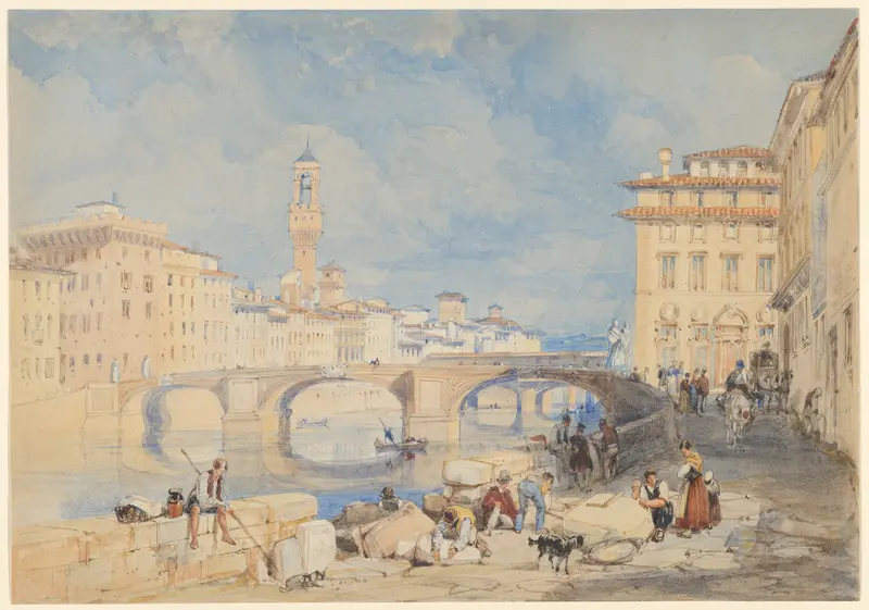 Ponte Santa Trinità, Florence Wall Art by James Duffield Harding - High-Resolution Digital Print