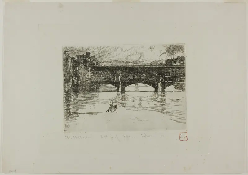 Ponte Vecchio, destroyed plate Wall Art by Otto Henry Bacher - High-Resolution Digital Print