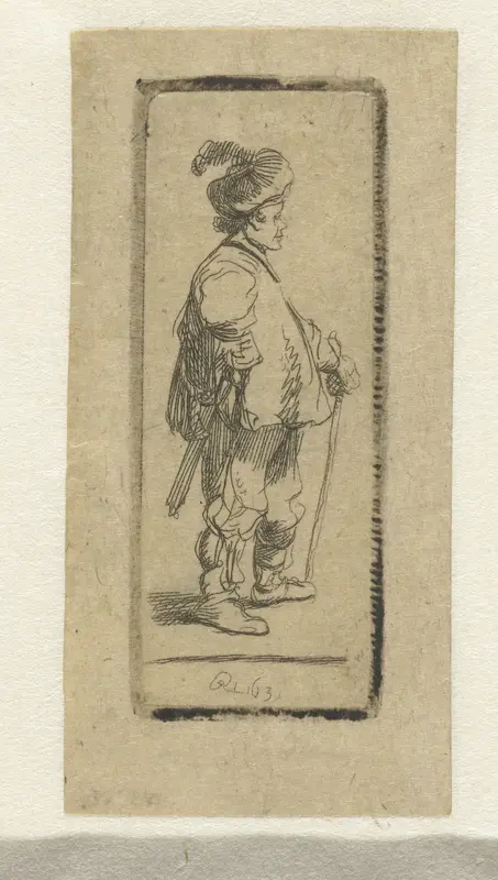 Poolse man leunend op een stok: naar rechts Wall Art by Ignace-Joseph de Claussin - High-Resolution Digital Print