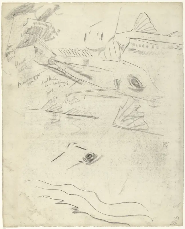 Poon en detailstudies, met kleurnotities Wall Art by Gerrit Willem Dijsselhof - High-Resolution Digital Print
