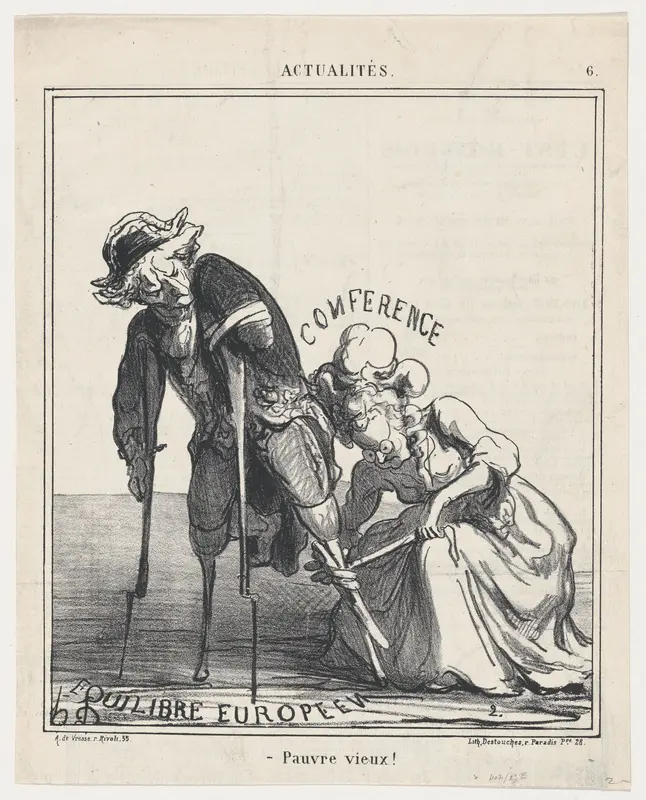 Poor old chap!, from 'News of the day,' published in "Le Charivari" Wall Art by Honoré Daumier - High-Resolution Digital Print