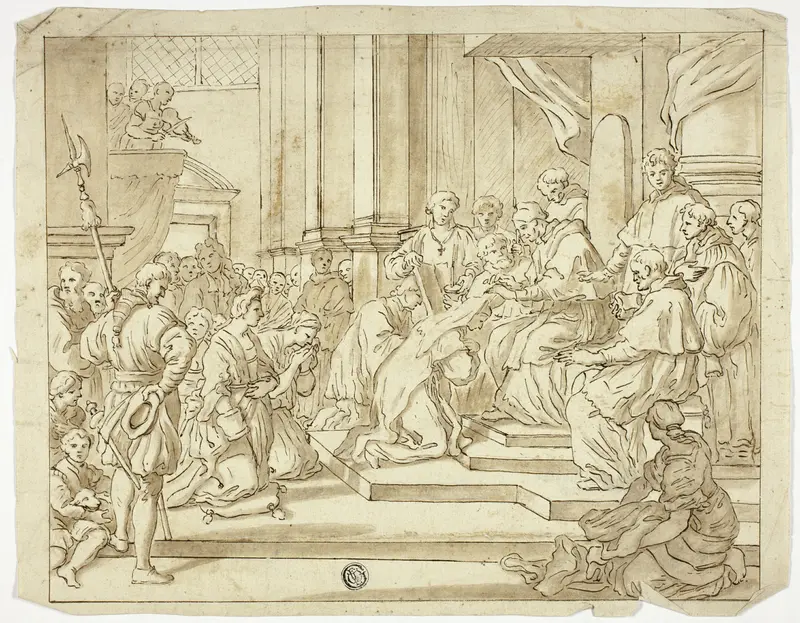 Pope Blessing Nun Wall Art by Francesco Solimena - High-Resolution Digital Print