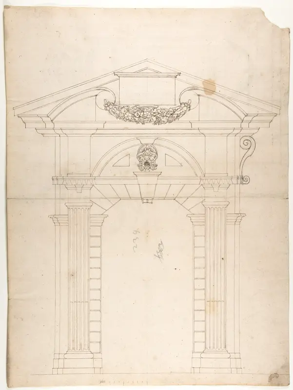 Porta Pia, elevation (recto) Porta Pia, window, elevation; section (verso)