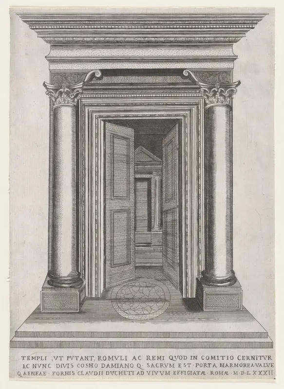 Portal of the Temple of Romulus and Remus, from "Speculum Romanae Magnificentiae" Wall Art by Anonymous - High-Resolution Digital Print