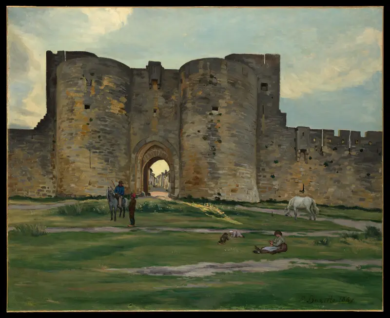 Porte de la Reine at Aigues-Mortes Wall Art by Jean-Frédéric Bazille - High-Resolution Digital Print