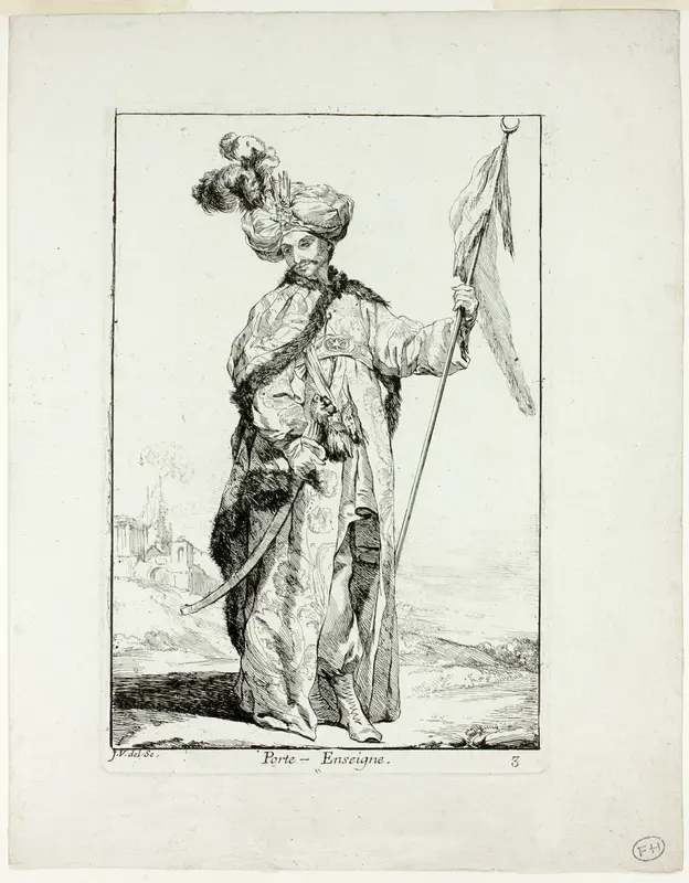 Porte-Enseigne, plate three from Caravanne du Sultan à la Mecque
