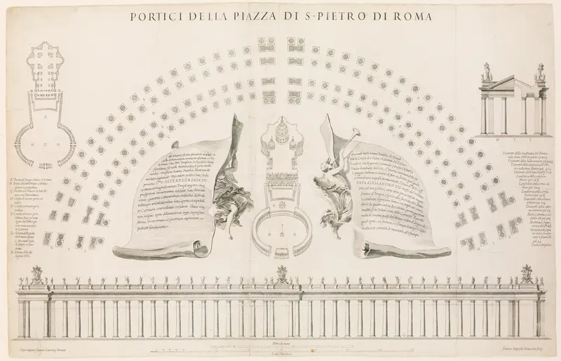 Portici della piazza di S. Pietro di Roma. Plate 44 from the Album 'Basilica di S. Pietro in Vaticano' Wall Art by Giovanni Battista Bonacina - High-Resolution Digital Print