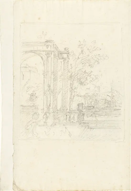 Portico met beelden en tuin Wall Art by Unknown - High-Resolution Digital Print