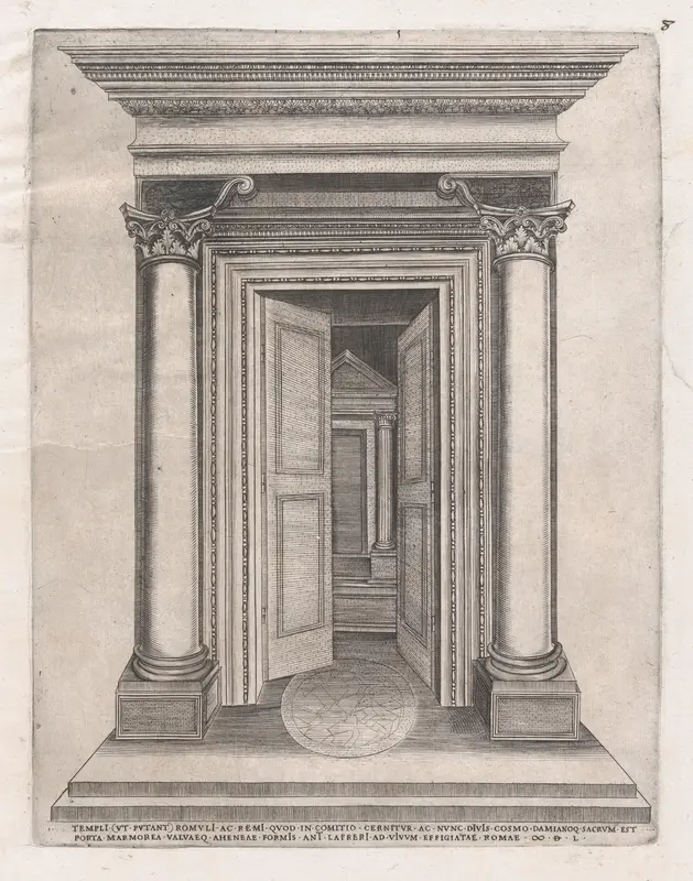 Portico of the Temple of Romulus, from "Speculum Romanae Magnificentiae" Wall Art by Anonymous - High-Resolution Digital Print