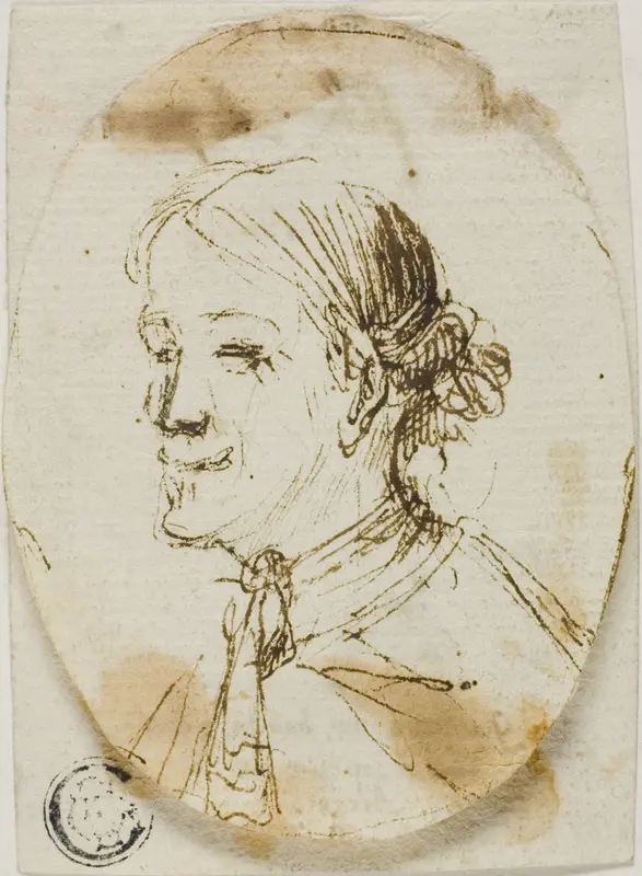 Portrait Bust of Man Wearing Cravat (recto); Sketch of Saddle (verso) Wall Art by Stefano della Bella - High-Resolution Digital Print