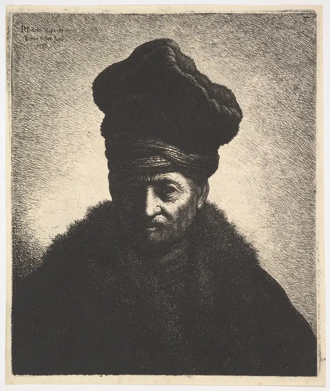 Portrait of a Man, after Rembrandt Wall Art by Jan Georg (Joris) van Vliet - High-Resolution Digital Print