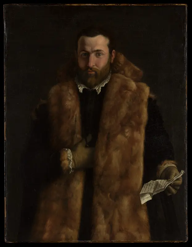 Portrait of a Man in a Fur-Trimmed Coat Wall Art by Italian (Lombard) Painter - High-Resolution Digital Print