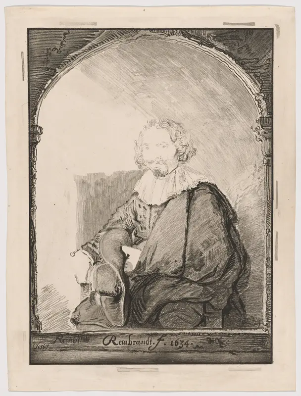 Portrait of a Man in an Armchair, from Collection d'imitations de Dessins d'après les Principaux Maîtres Hollandais et Flamands Wall Art by Christian Josi - High-Resolution Digital Print