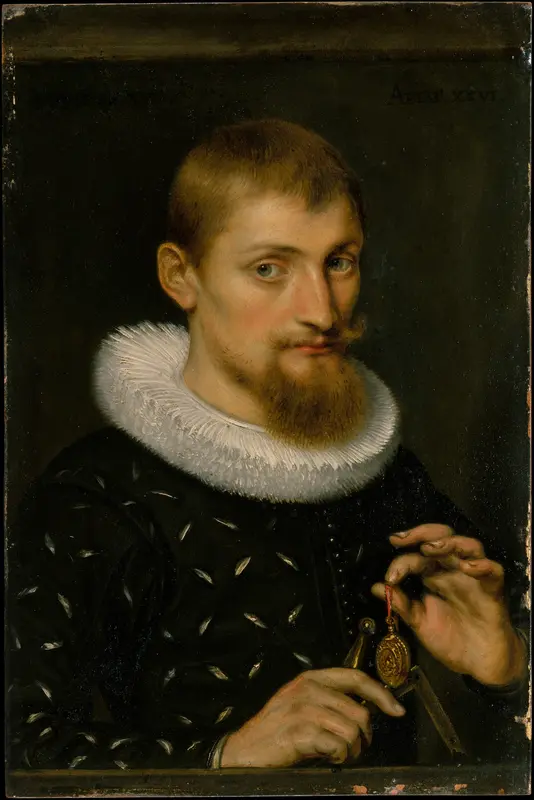 Portrait of a Man, Possibly an Architect or Geographer Wall Art by Peter Paul Rubens - High-Resolution Digital Print