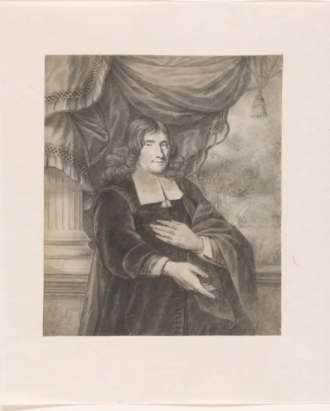 Portrait of a Man, Standing in front of a Balustrade Overlooking a Garden Wall Art by Unknown - High-Resolution Digital Print
