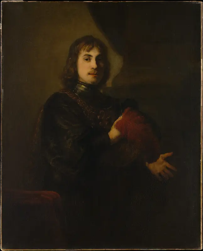 Portrait of a Man with a Breastplate and Plumed Hat Wall Art by Rembrandt - High-Resolution Digital Print