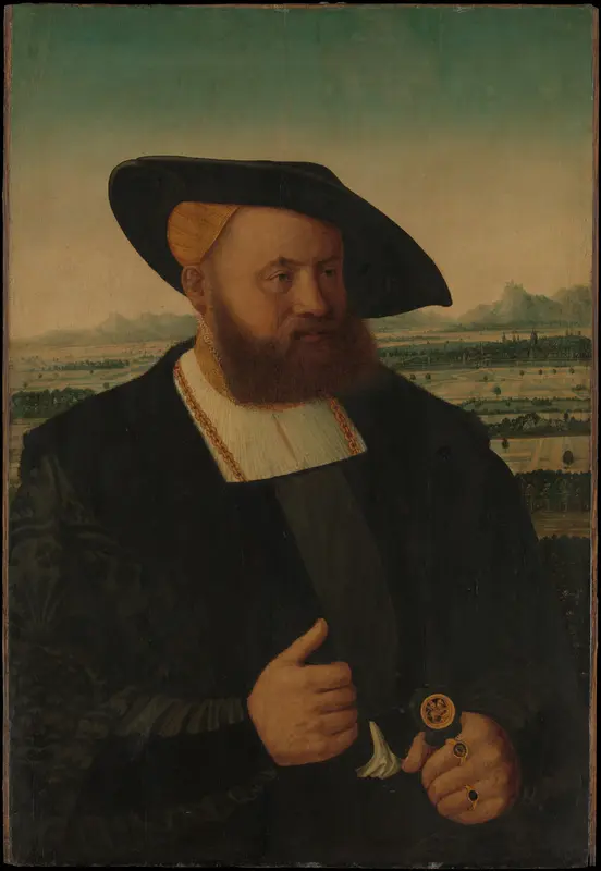 Portrait of a Man with a Moor's Head on His Signet Ring Wall Art by Conrad Faber von Creuznach - High-Resolution Digital Print