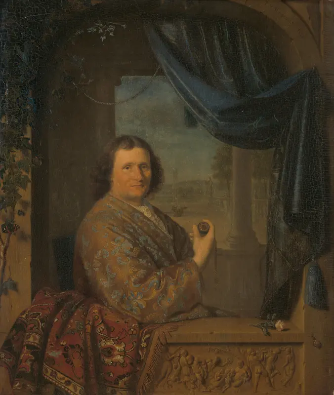 Portrait of a Man with a Watch Wall Art by Pieter Cornelisz. van Slingelandt - High-Resolution Digital Print