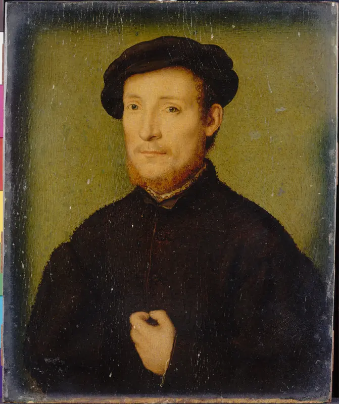 Portrait of a Man with His Hand on His Chest Wall Art by Attributed to Corneille de Lyon - High-Resolution Digital Print