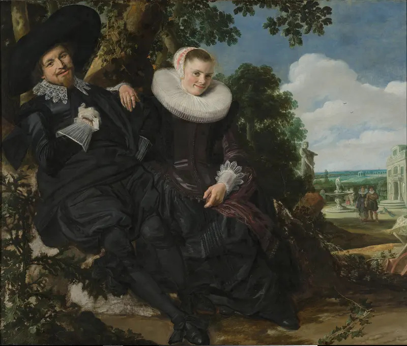 Portrait of a Married Couple, Likely Isaac Abrahamsz Massa and Beatrix van der Laen Wall Art by Frans Hals - High-Resolution Digital Print