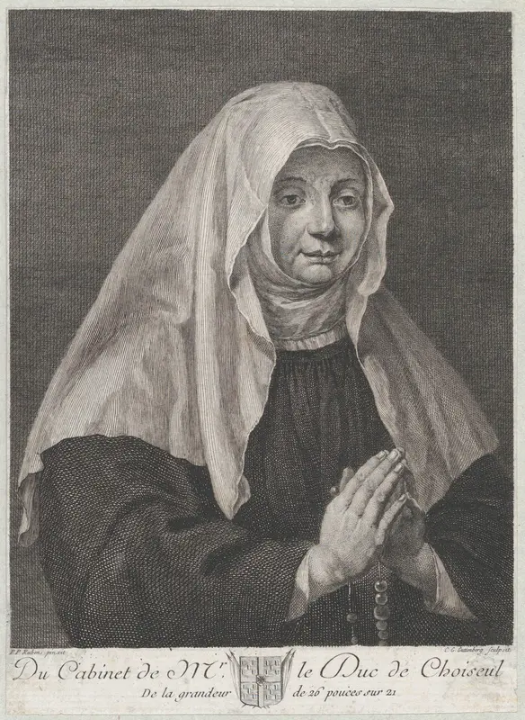 Portrait of a praying nun Wall Art by Carl Guttenberg - High-Resolution Digital Print