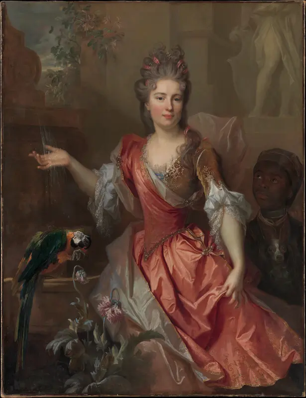 Portrait of a Woman and an Enslaved Servant Wall Art by Nicolas de Largillierre (or Largillière) - High-Resolution Digital Print