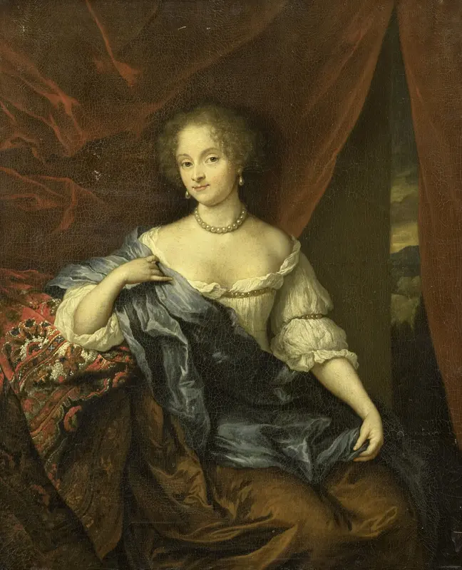 Portrait of a woman, possibly a member of the van Citters family Wall Art by Caspar Netscher - High-Resolution Digital Print