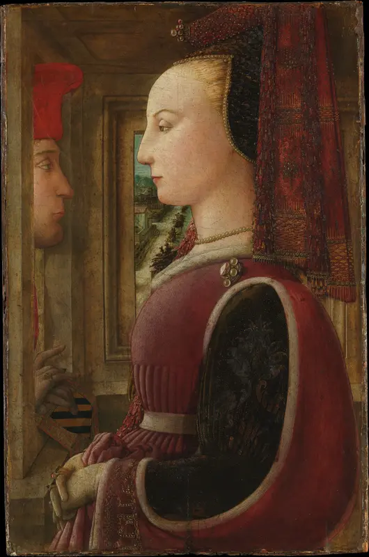 Portrait of a Woman with a Man at a Casement Wall Art by Fra Filippo Lippi - High-Resolution Digital Print