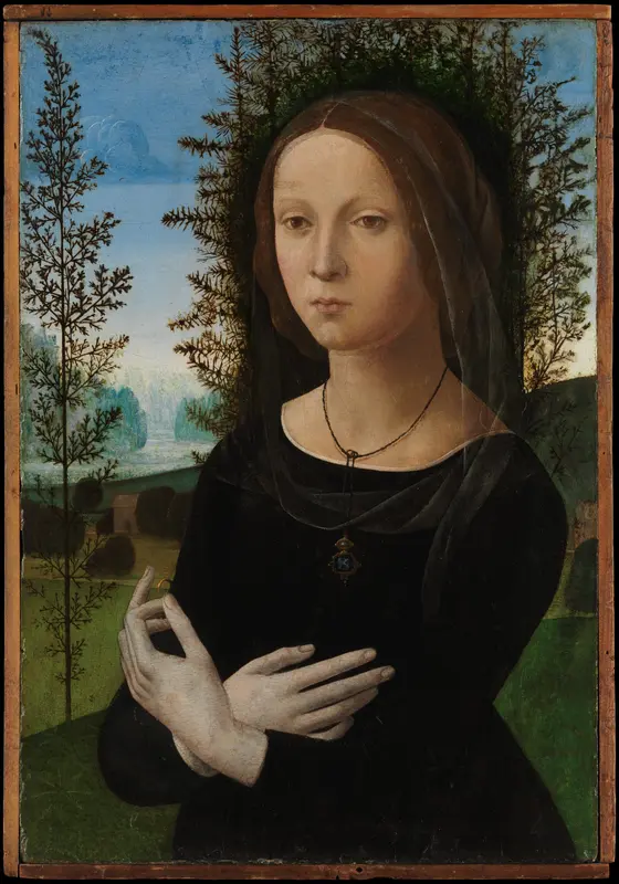 Portrait of a Young Woman Wall Art by Lorenzo di Credi (Lorenzo d'Andrea d'Oderigo) - High-Resolution Digital Print