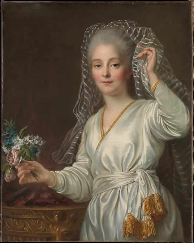Portrait of a Young Woman as a Vestal Virgin Wall Art by François Hubert Drouais - High-Resolution Digital Print