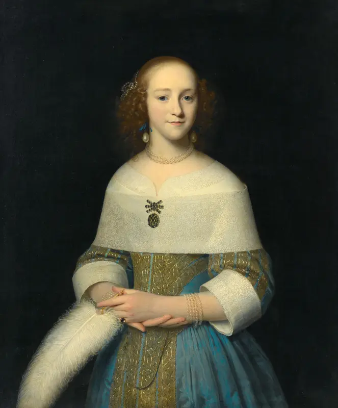 Portrait of a Young Woman, Possibly Susanna Reael Wall Art by Isaack Luttichuys - High-Resolution Digital Print