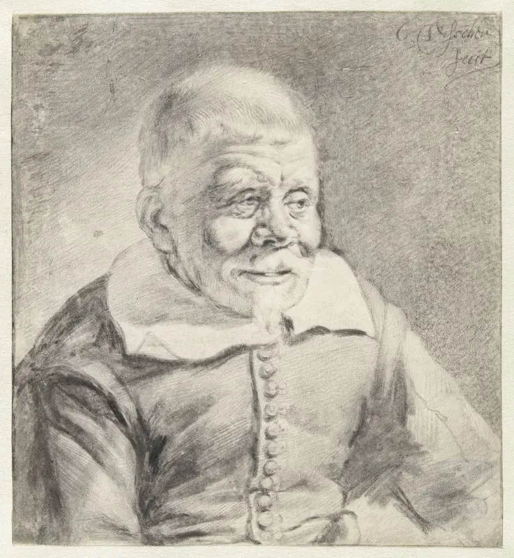 Portrait of an Old Man, Seated Half Length Wall Art by Cornelis Visscher (II) - High-Resolution Digital Print