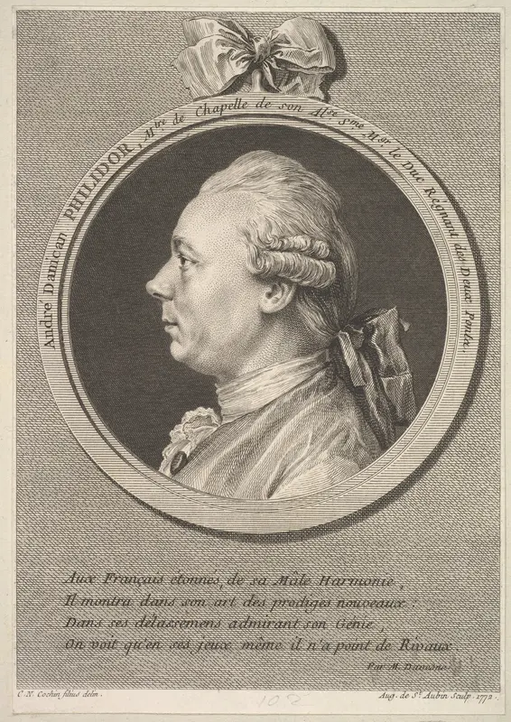 Portrait of André Danican Philidor Wall Art by Augustin de Saint-Aubin - High-Resolution Digital Print