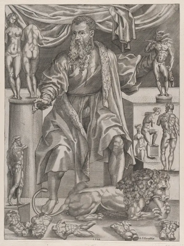 Portrait of Baccio Bandinelli with Lion Wall Art by Anonymous, 16th century - High-Resolution Digital Print