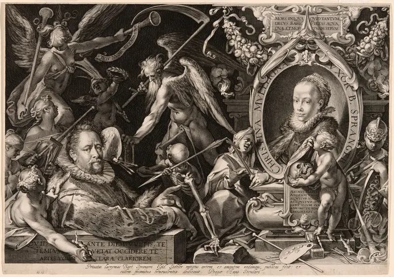 Portrait of Bartolomaeus Spranger with an Allegory of the Death of His Wife, Christina Müller