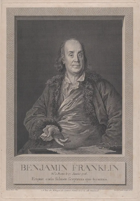 Portrait of Benjamin Franklin Wall Art by Louis Jacques Cathelin - High-Resolution Digital Print