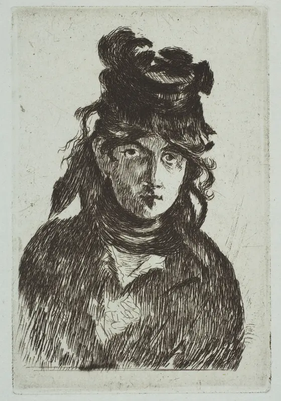 Portrait of Berthe Morisot Wall Art by Edouard Manet - High-Resolution Digital Print